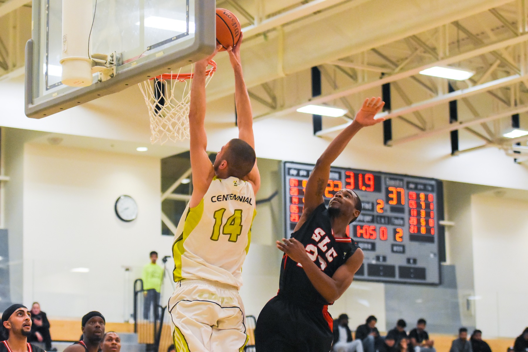 Marko Curic Men's Basketball goes up for a dunk