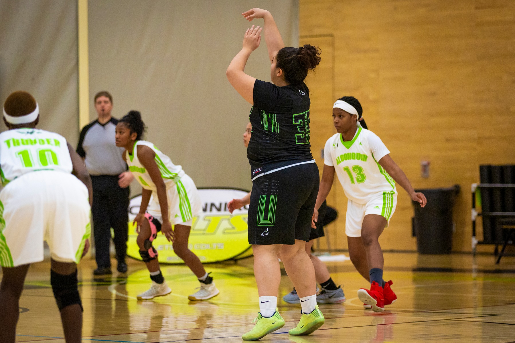 Maryem Serradilla-Sonmez shoots one of her six attempted free throws in the fourth quarter during game action between the Centennial Colts and the Algonquin Thunder. Serradilla-Sonmez had 13 of her 19 points in the final frame but it was all for naught as the Colts fell, 73-49, to the Thunder. (John Theurer/Colts Media)