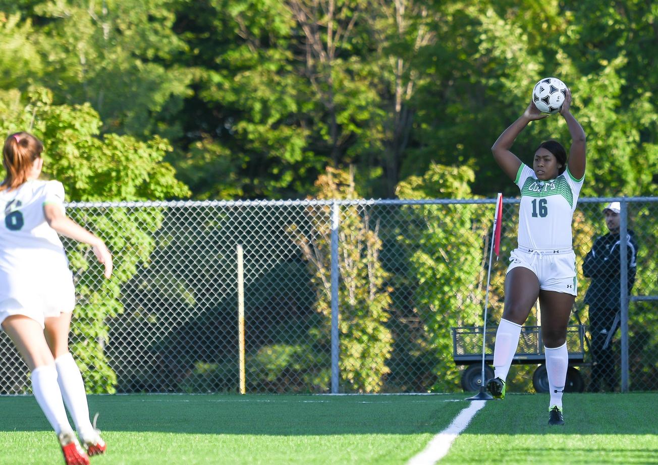 The Centennial Colts' Fran Robinson throws in the ball during game action. Despite dominating possession for much of the game, the Centennial Colts had to settle for a 1-1 draw against the Loyalist Lancers at Progress Turf Field (Khree Fearman/Colts Media).